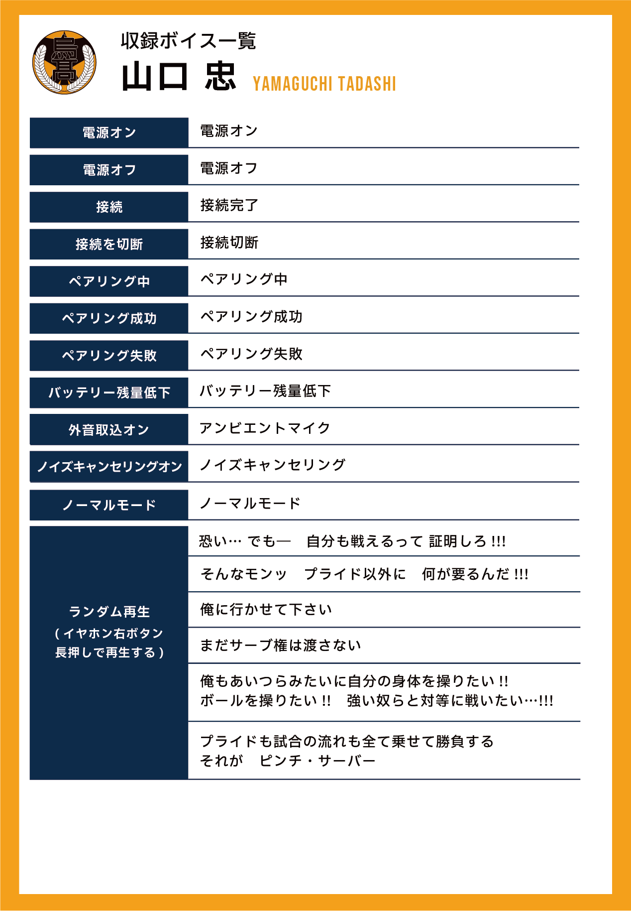 収録ボイス