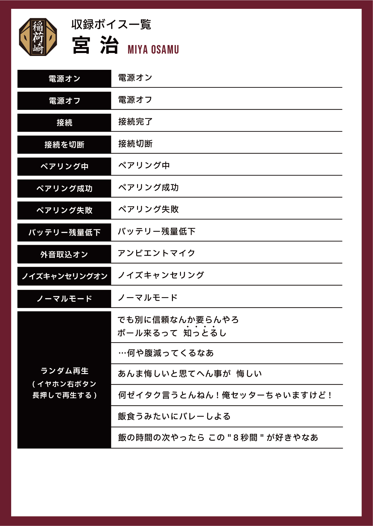 収録ボイス