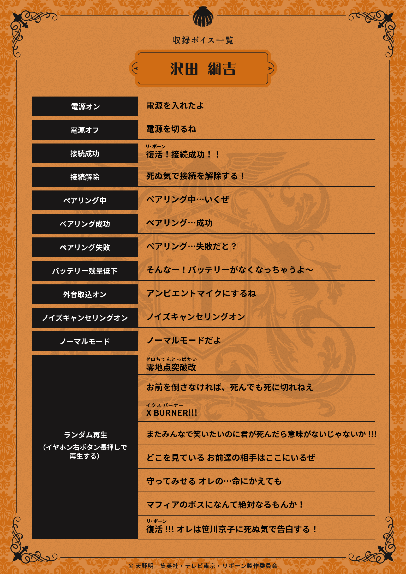 沢田 綱吉収録ボイス