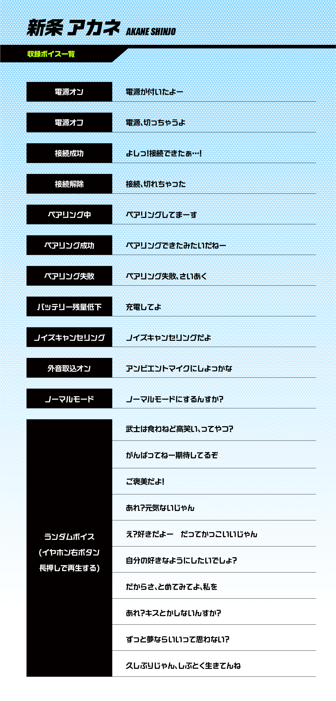 新条 アカネ収録ボイス