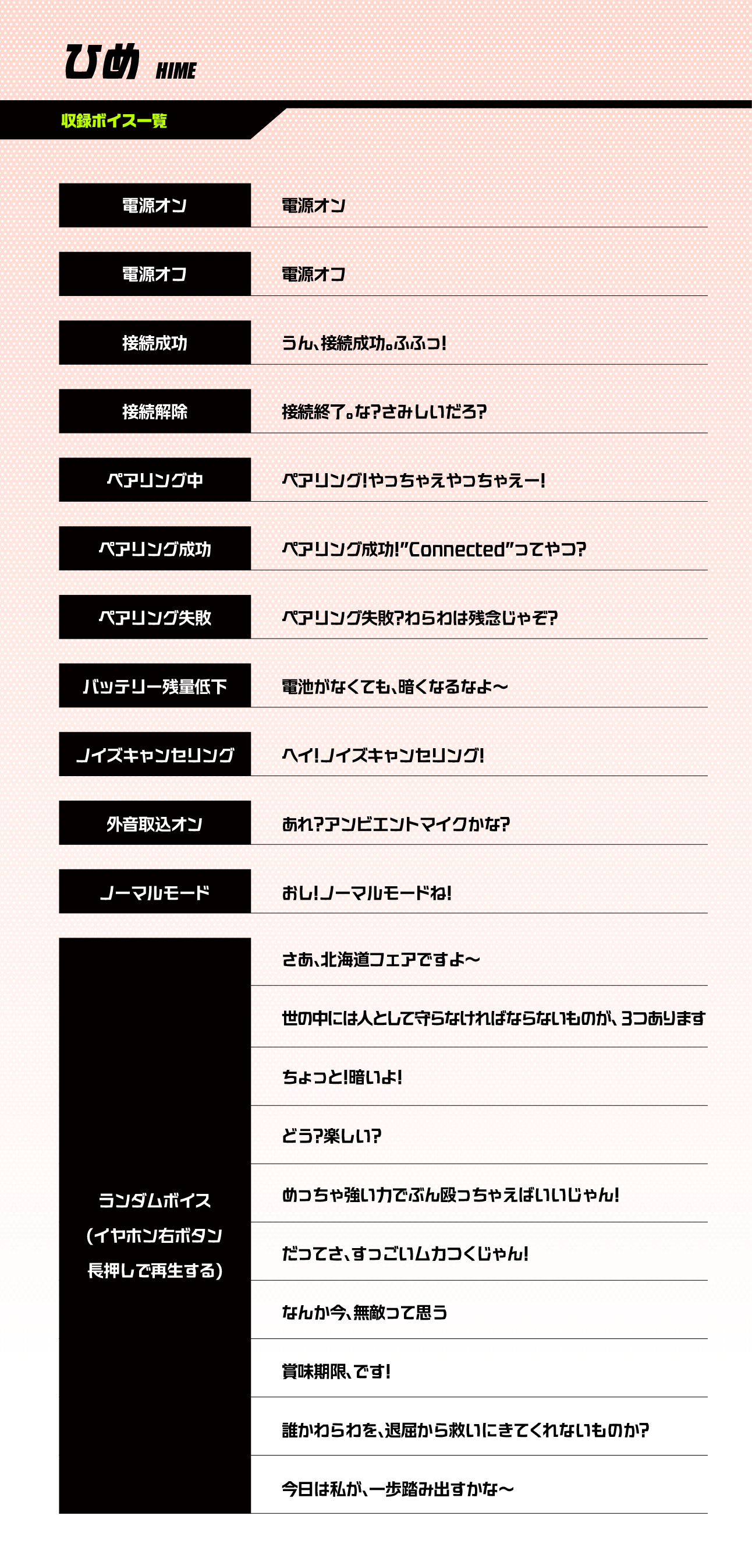 hime収録ボイス